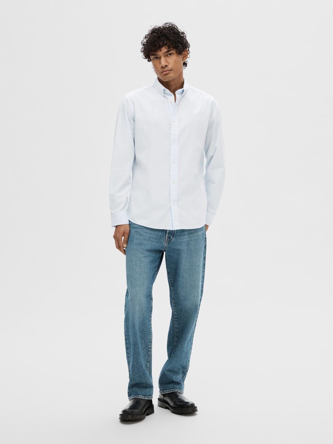 Slim Rick Poplin Skjorte - Blå/ Light Blue